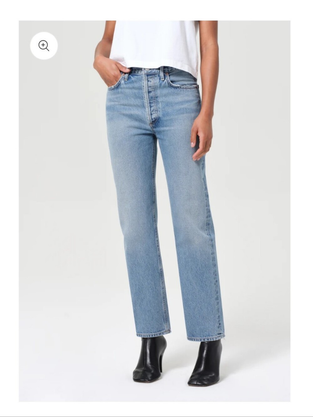 Agolde 90s Pinch Waist Light Blue High Rise Button-Fly Jeans
